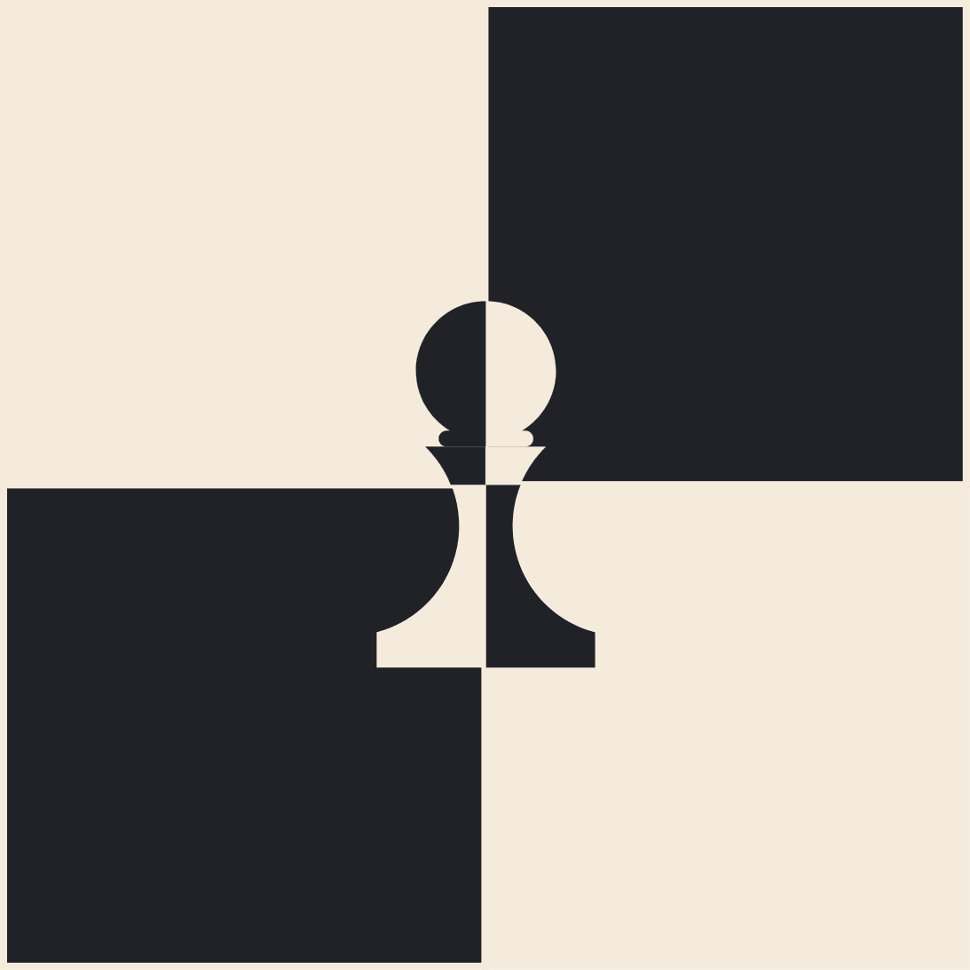 Pictogramme pion d’échecs géométrique noir et beige